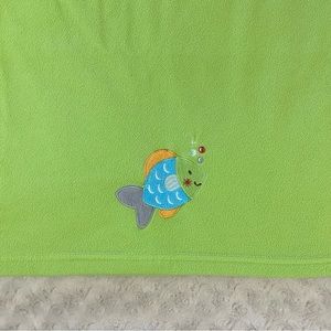 Little Bedding by Nojo Blue Fish Baby Blanket Green Fleece Security Lovey